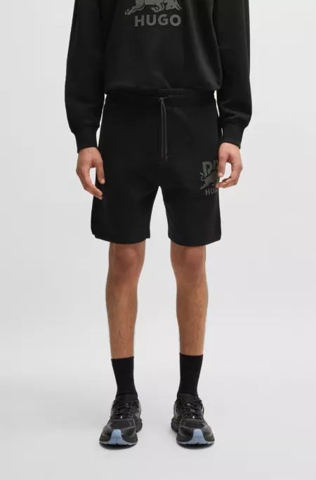 HUGO x RB cotton-terry shorts with carbon stealth logo