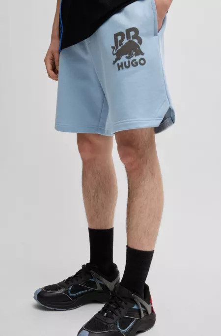 HUGO x RB cotton-terry shorts with carbon stealth logo