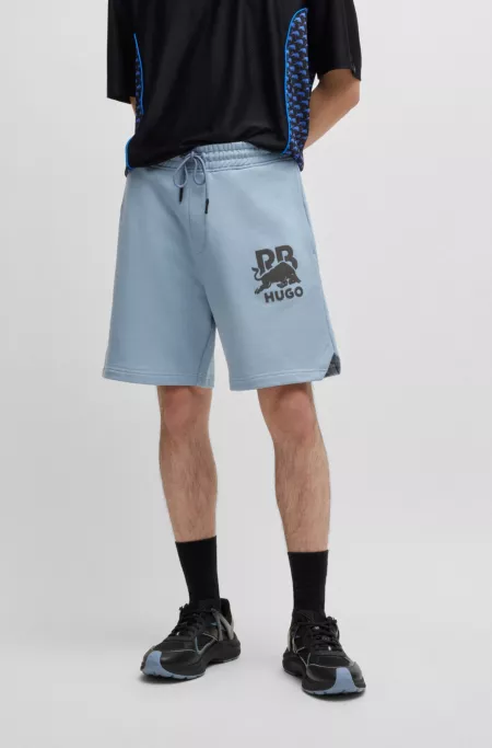 HUGO x RB cotton-terry shorts with carbon stealth logo