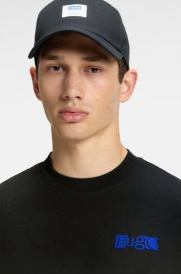 Camiseta de punto de algod&oacute;n con logo estampado en relieve, Negro