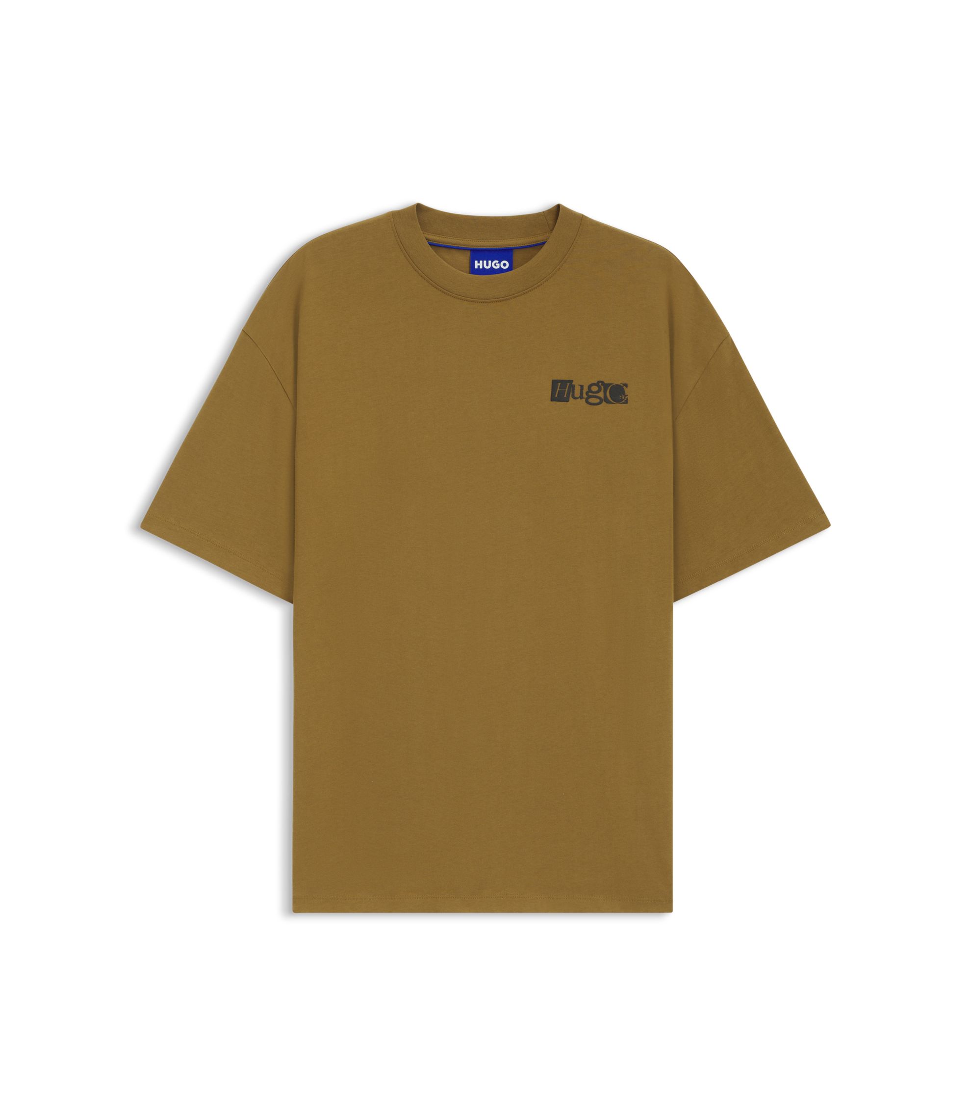 HUGO - Cotton-jersey T-shirt with puff-print logo - Light Green