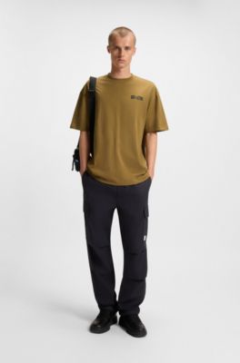 Cotton-jersey T-shirt with puff-print logo, Light Green