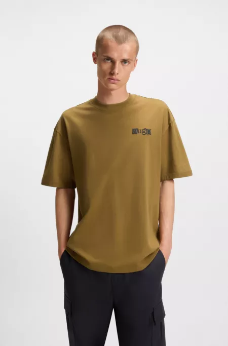 Cotton-jersey T-shirt with puff-print logo