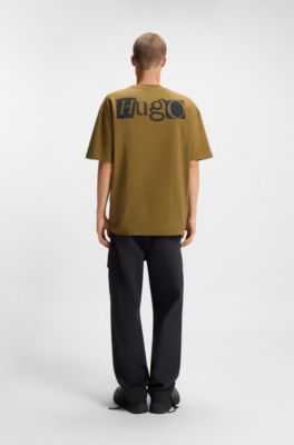 Cotton-jersey T-shirt with puff-print logo, Light Green