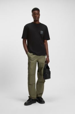 Split-logo T-shirt in cotton jersey, Black