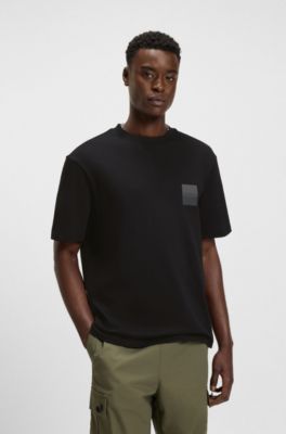 Split-logo T-shirt in cotton jersey, Black