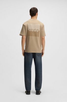 Split-logo T-shirt in cotton jersey, Beige