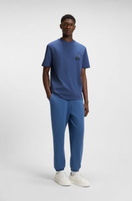Split-logo T-shirt in cotton jersey, Blue