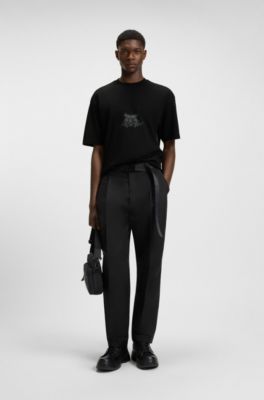 Collegiate-artwork T-shirt in cotton jersey, Black