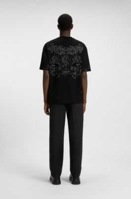 Collegiate-artwork T-shirt in cotton jersey, Black