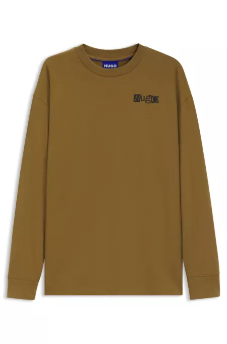 Cotton-jersey T-shirt with puff-print logos