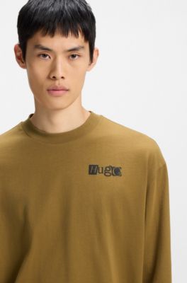 Cotton-jersey T-shirt with puff-print logos, Light Green