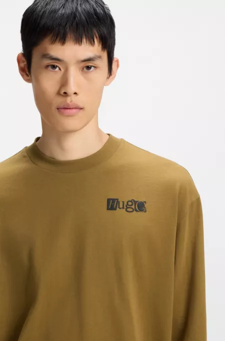 Cotton-jersey T-shirt with puff-print logos