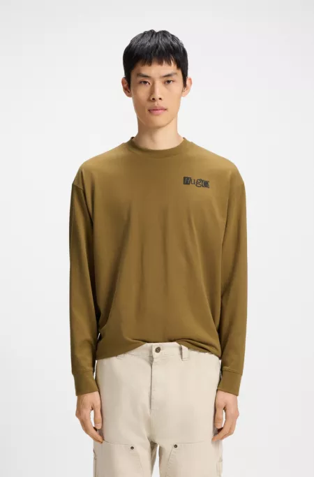 Cotton-jersey T-shirt with puff-print logos