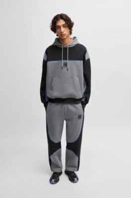 Pantalones de ch&aacute;ndal de mezcla de algod&oacute;n HUGO x RB con detalles de ribetes, Gris oscuro