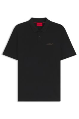 Polo de piqu&eacute; de algod&oacute;n con aplique con logo, Negro