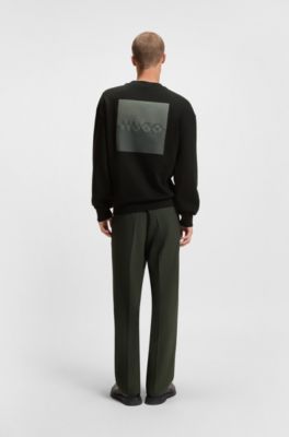 Sudadera de felpa de algod&oacute;n con logo dividido, Negro