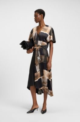Printed dress in silk, Patterned