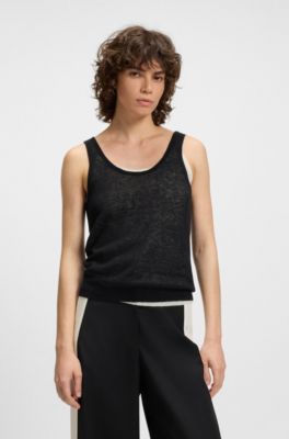 Camiseta de tirantes de punto con dise&ntilde;o a capas, Negro