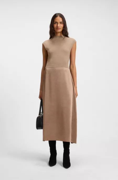 Knitted dress with satin skirt