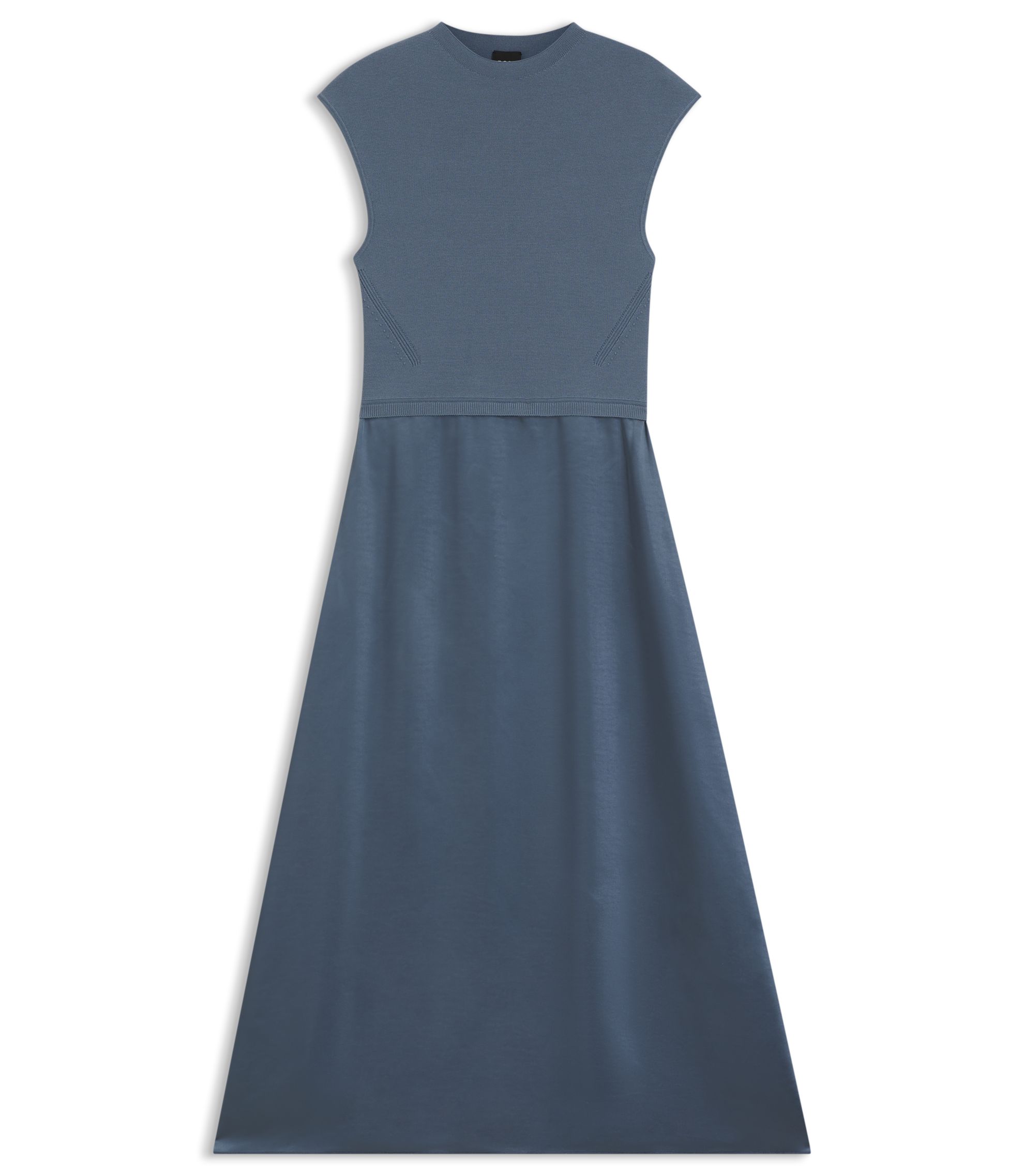 BOSS - Knitted dress with satin skirt - Light Blue