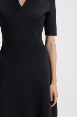 Knitted dress with skipper collar, Dark Blue