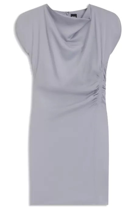 Gathered-detail dress with drape neckline