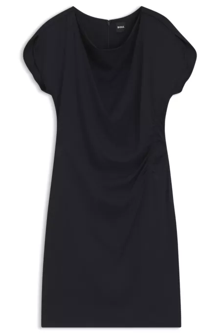 Gathered-detail dress with drape neckline
