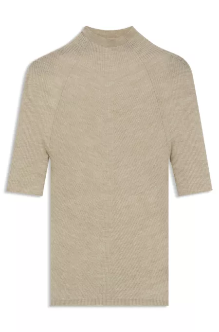 Virgin-wool sweater with mock neck