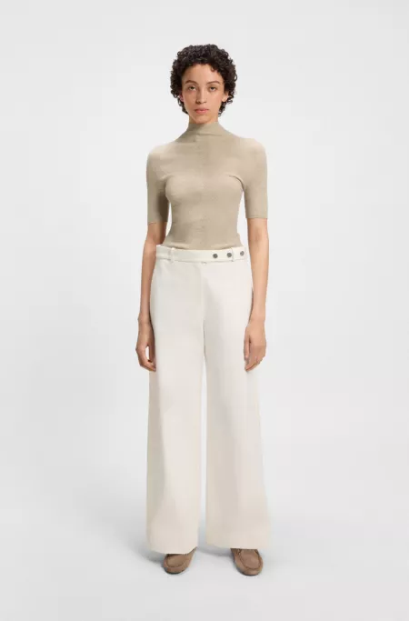 Virgin-wool sweater with mock neck