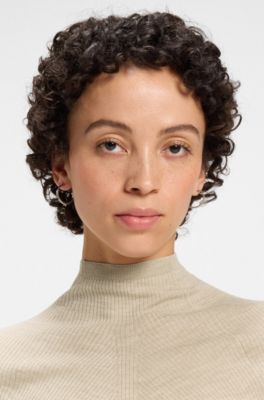 Virgin-wool sweater with mock neck, Light Beige