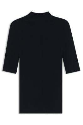 Jersey de lana merina con cuello ingl&eacute;s, Azul oscuro