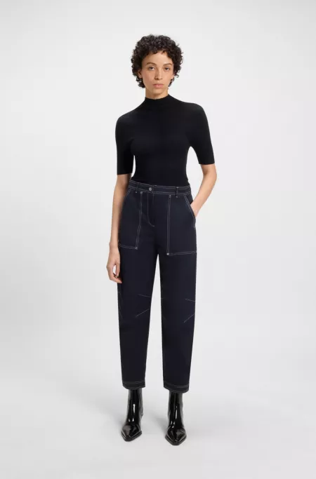 Virgin-wool sweater with mock neck