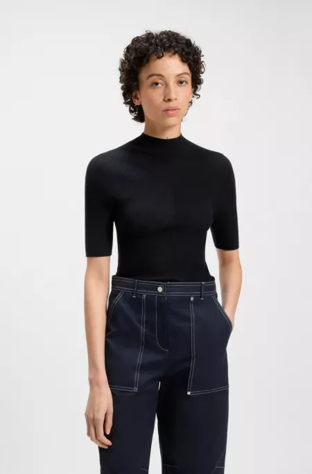 Virgin-wool sweater with mock neck
