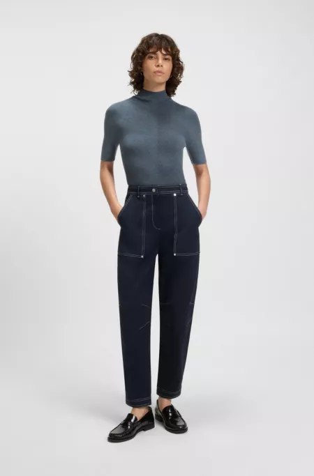 Virgin-wool sweater with mock neck