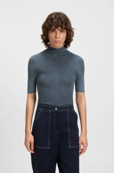 Virgin-wool sweater with mock neck