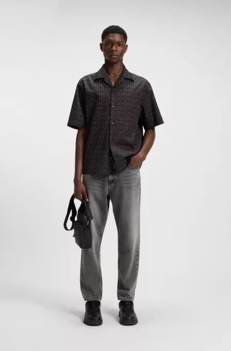 Tapered-fit jeans in grey denim