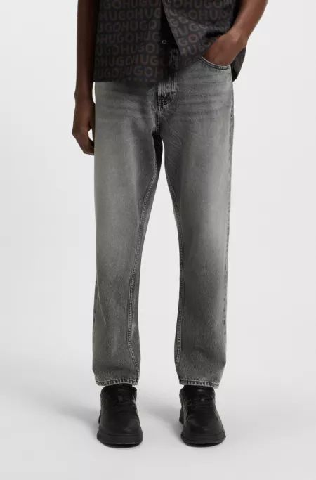 Tapered-fit jeans in grey denim