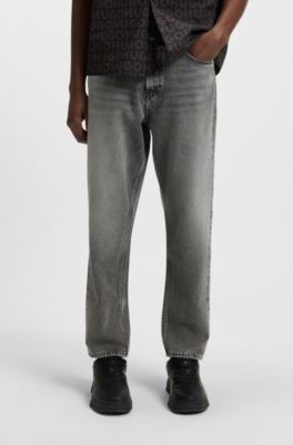 Tapered-fit jeans in grey denim, Grey