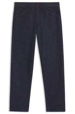 Jean Relaxed en denim japonais bleu fonc&eacute;, Bleu fonc&eacute;