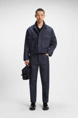 Jean Relaxed en denim japonais bleu fonc&eacute;, Bleu fonc&eacute;