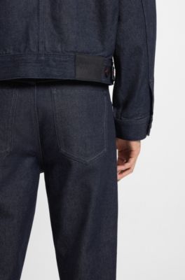 Jean Relaxed en denim japonais bleu fonc&eacute;, Bleu fonc&eacute;