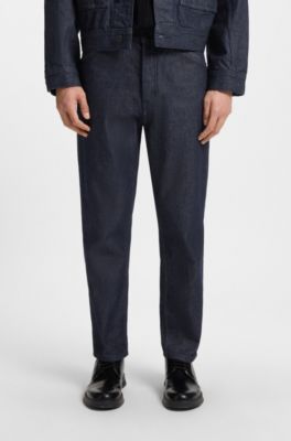 Jean Relaxed en denim japonais bleu fonc&eacute;, Bleu fonc&eacute;