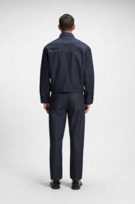 Jean Relaxed en denim japonais bleu fonc&eacute;, Bleu fonc&eacute;