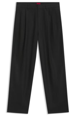 Black relaxed-fit jeans in waxed denim, Black