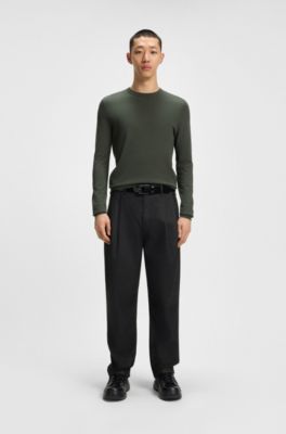 Black relaxed-fit jeans in waxed denim, Black