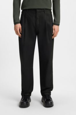 Black relaxed-fit jeans in waxed denim, Black