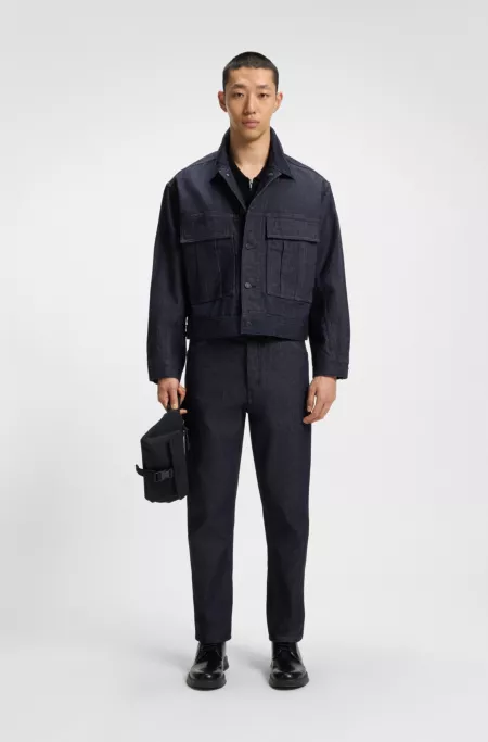 Relaxed-fit jacket in blue Japanese rigid denim