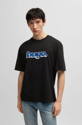 Cotton T-shirt with graphic logo print, Black