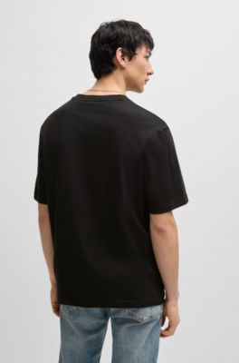 Cotton T-shirt with graphic logo print, Black